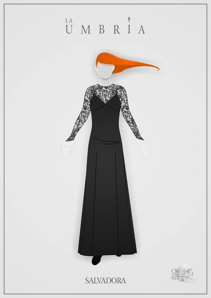 Tercer dibujo del diseño de vestuario de la danza "La umbría" de 2022